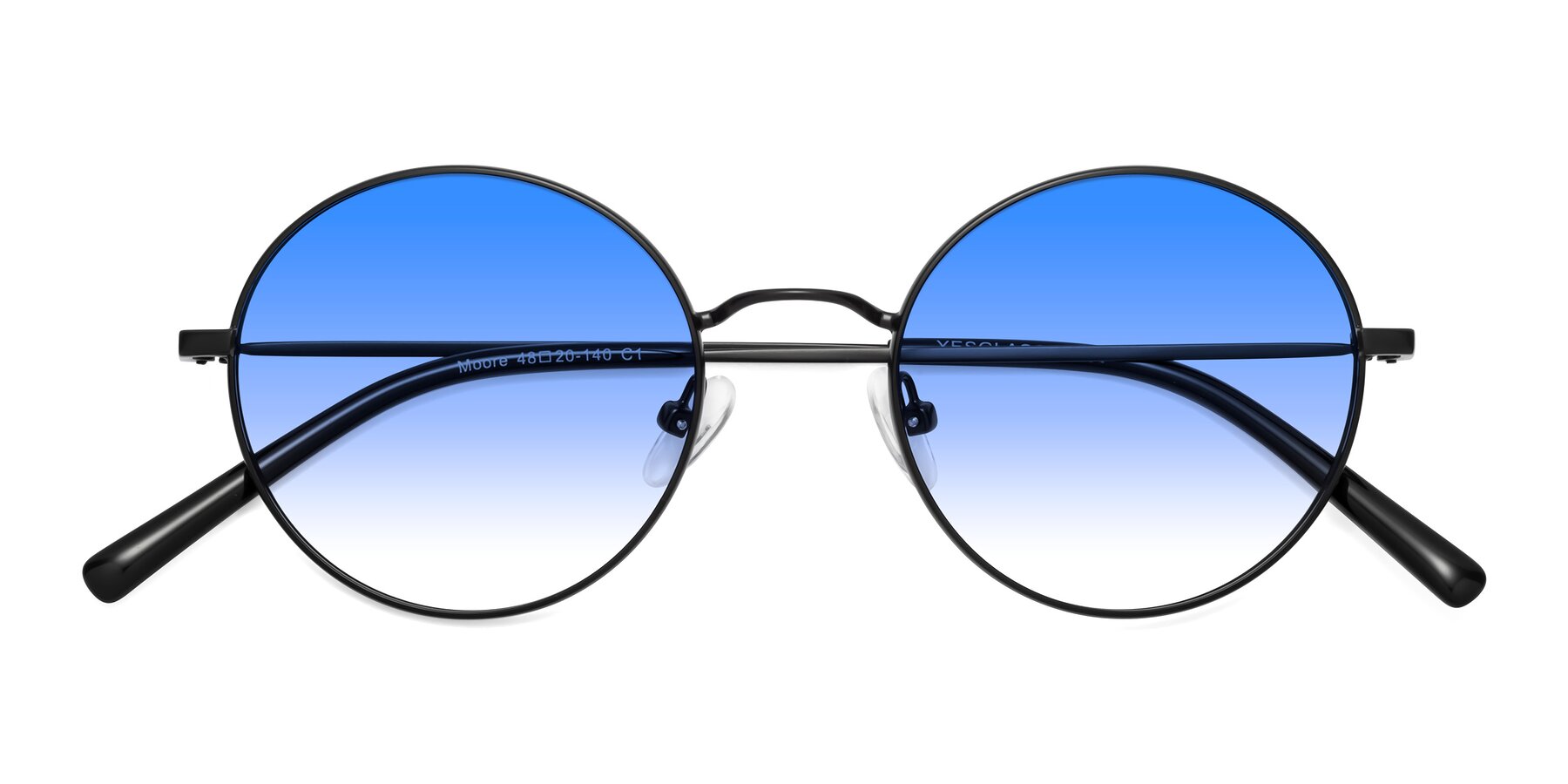 Folded Front of Moore in Black with Blue Gradient Lenses