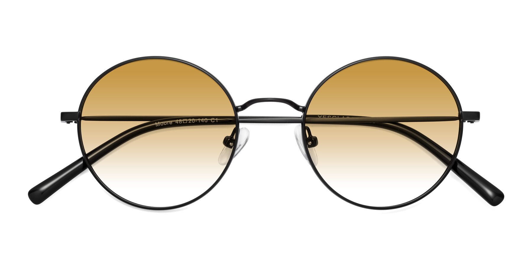 Folded Front of Moore in Black with Champagne Gradient Lenses