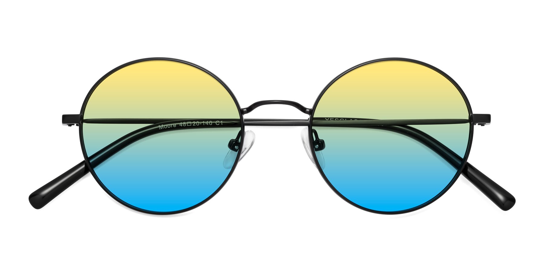 Folded Front of Moore in Black with Yellow / Blue Gradient Lenses