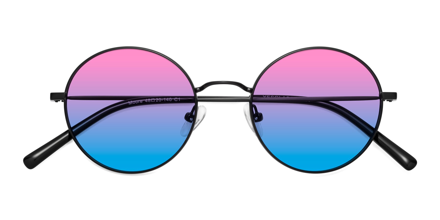 Folded Front of Moore in Black with Pink / Blue Gradient Lenses