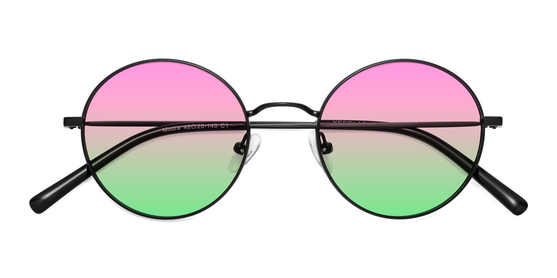 Folded Front of Moore in Black with Pink / Green Gradient Lenses