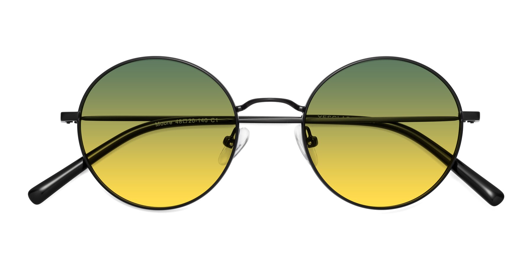 Folded Front of Moore in Black with Green / Yellow Gradient Lenses