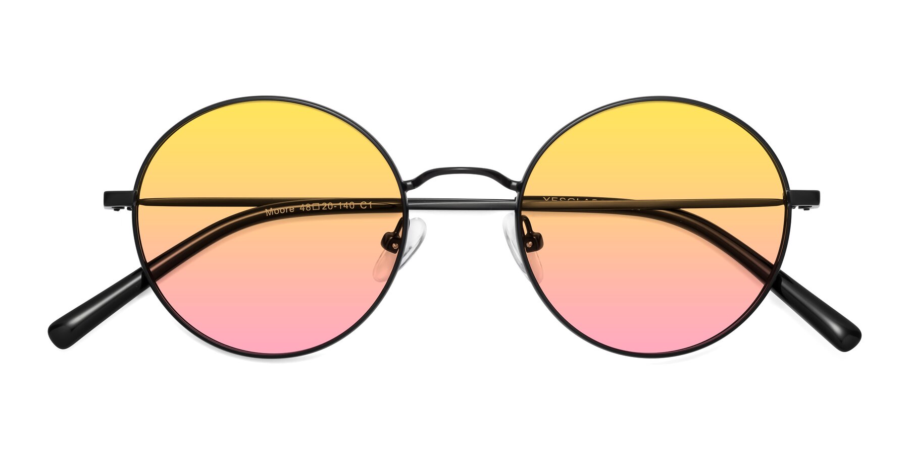 Folded Front of Moore in Black with Yellow / Pink Gradient Lenses