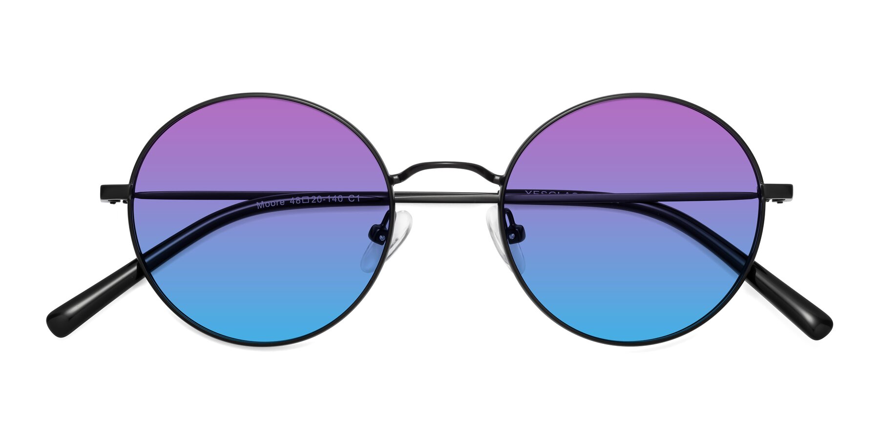 Folded Front of Moore in Black with Purple / Blue Gradient Lenses