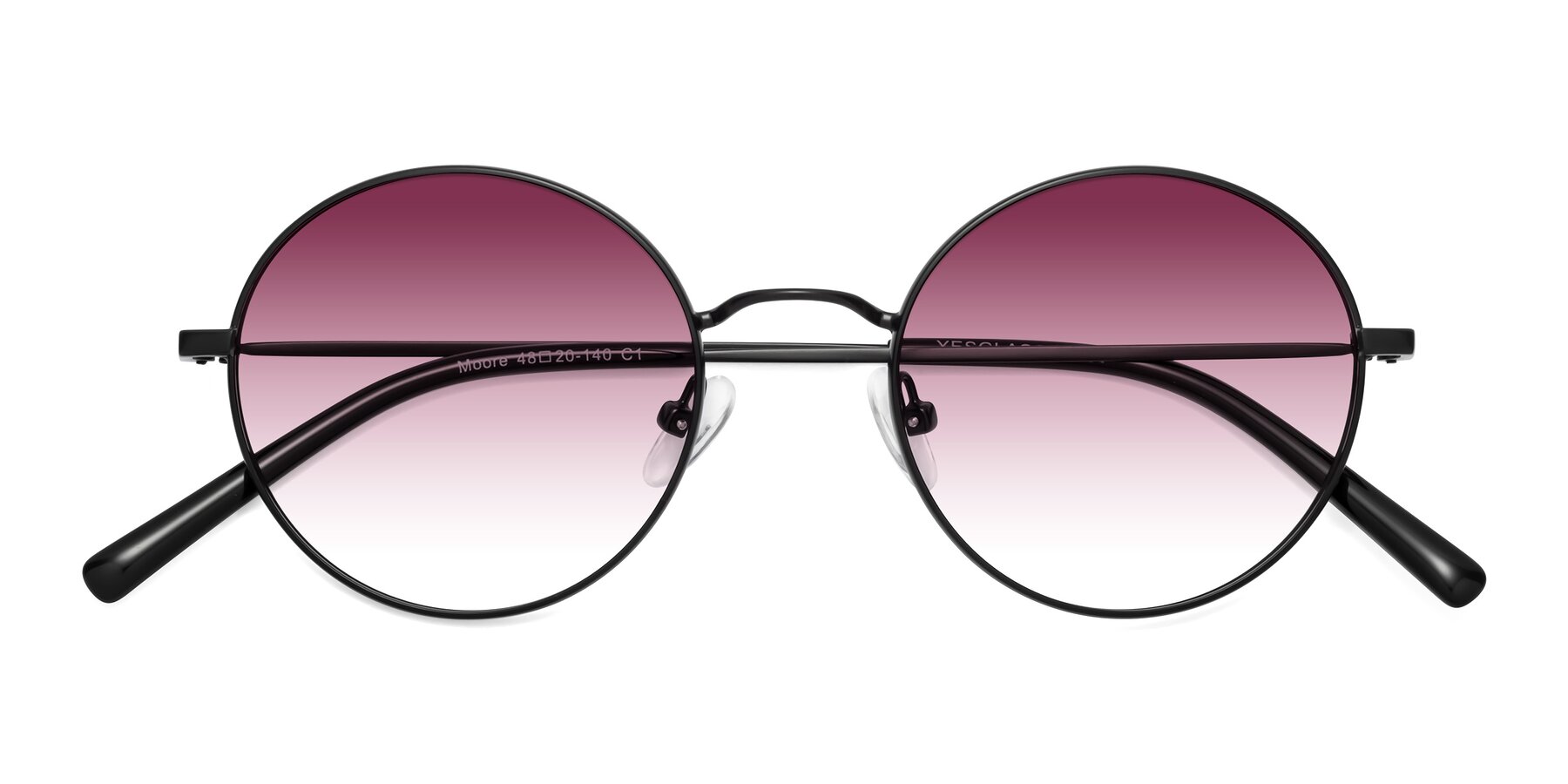 Folded Front of Moore in Black with Wine Gradient Lenses