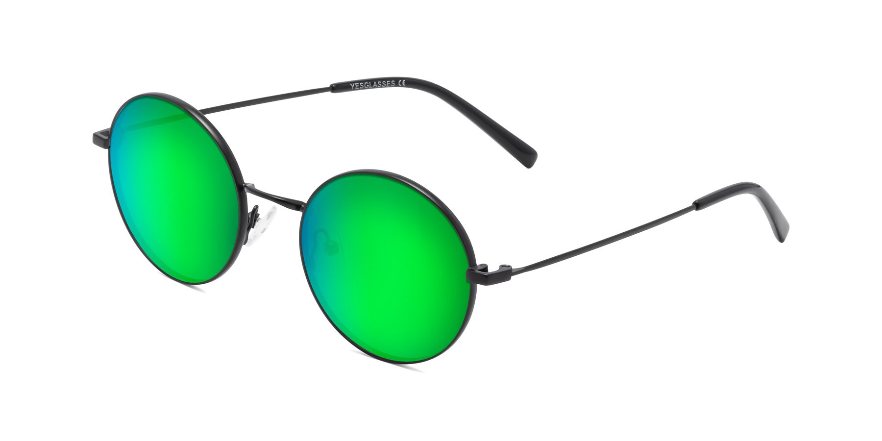 Angle of Moore in Black with Green Mirrored Lenses