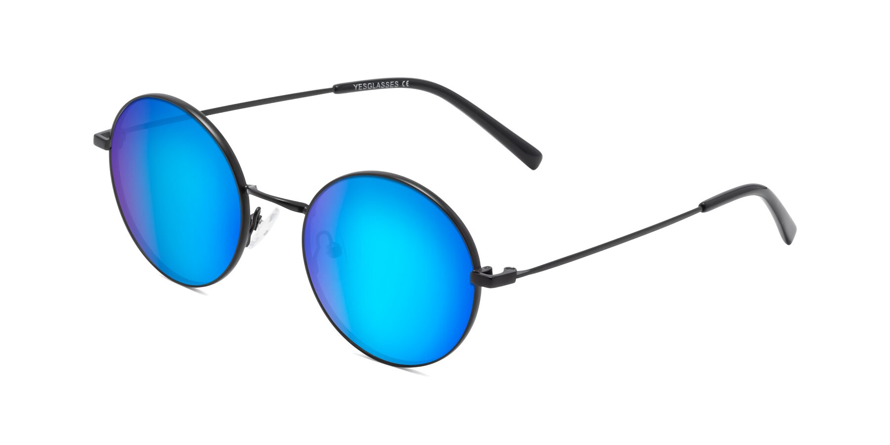 Angle of Moore in Black with Blue Mirrored Lenses