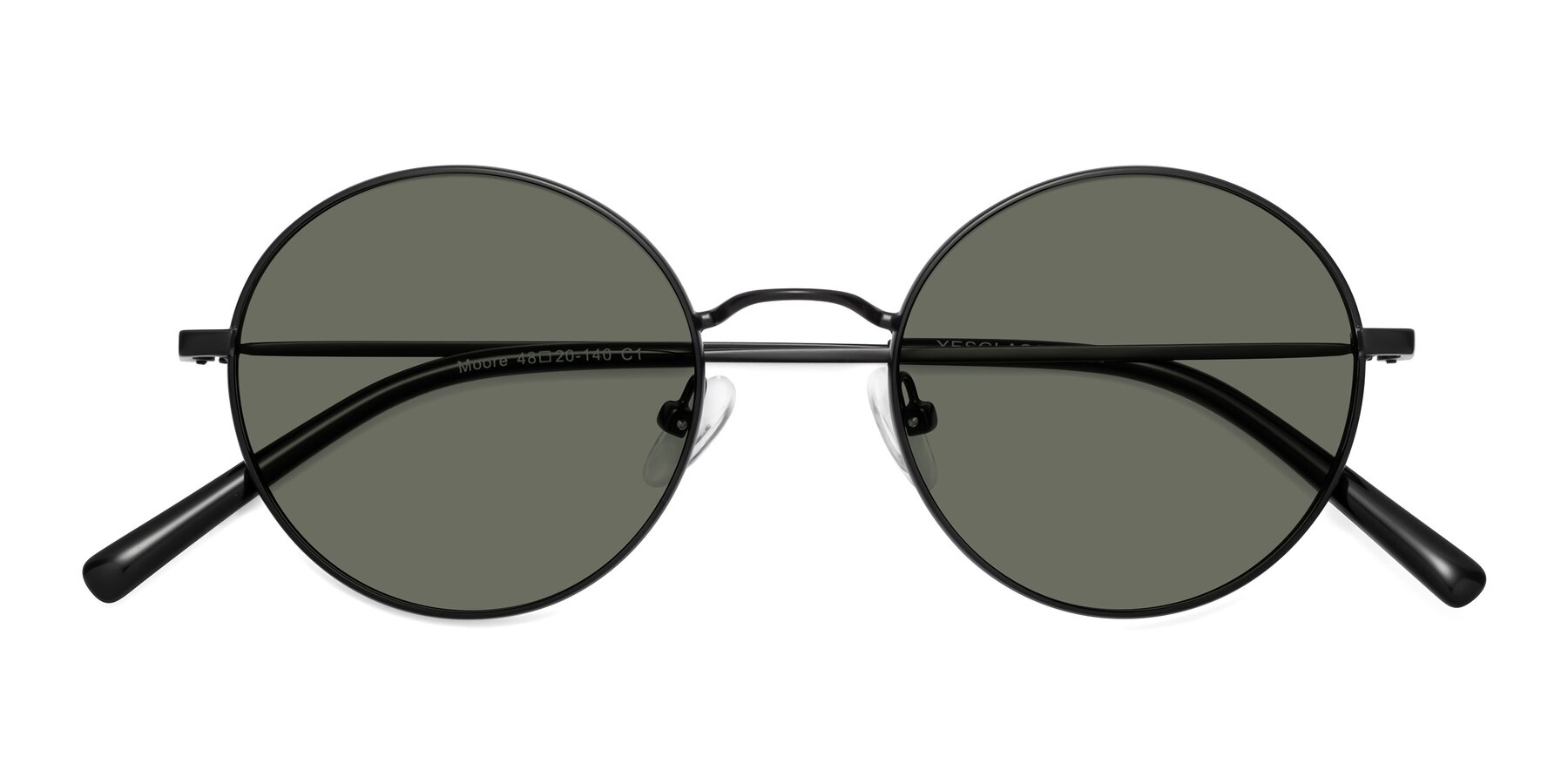 Folded Front of Moore in Black with Gray Polarized Lenses