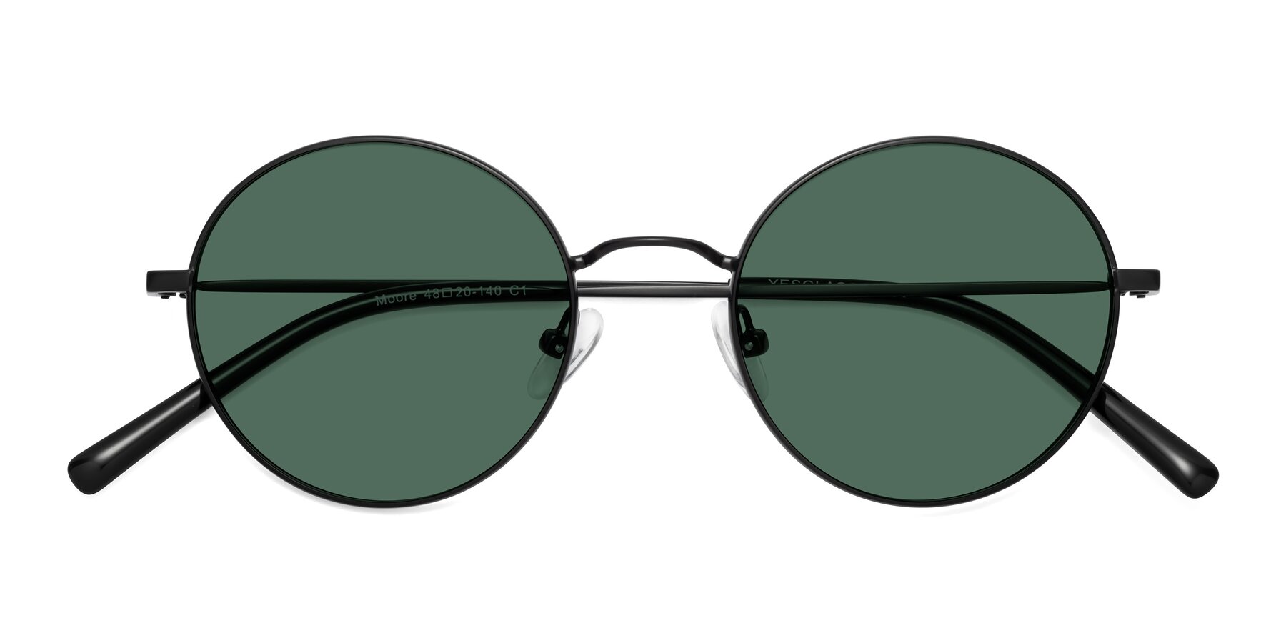 Folded Front of Moore in Black with Green Polarized Lenses
