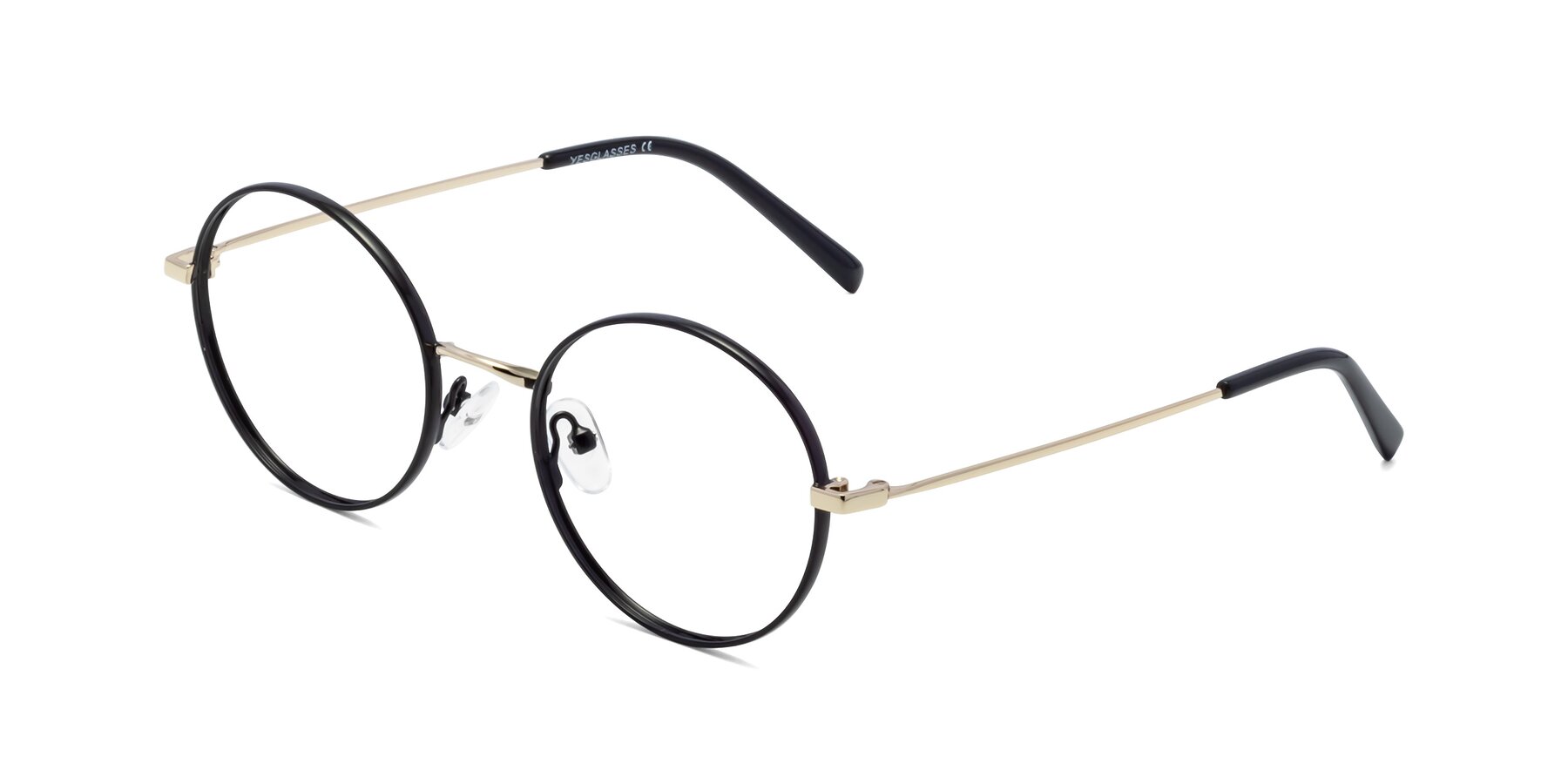 Angle of Moore in Black-Gold with Clear Eyeglass Lenses