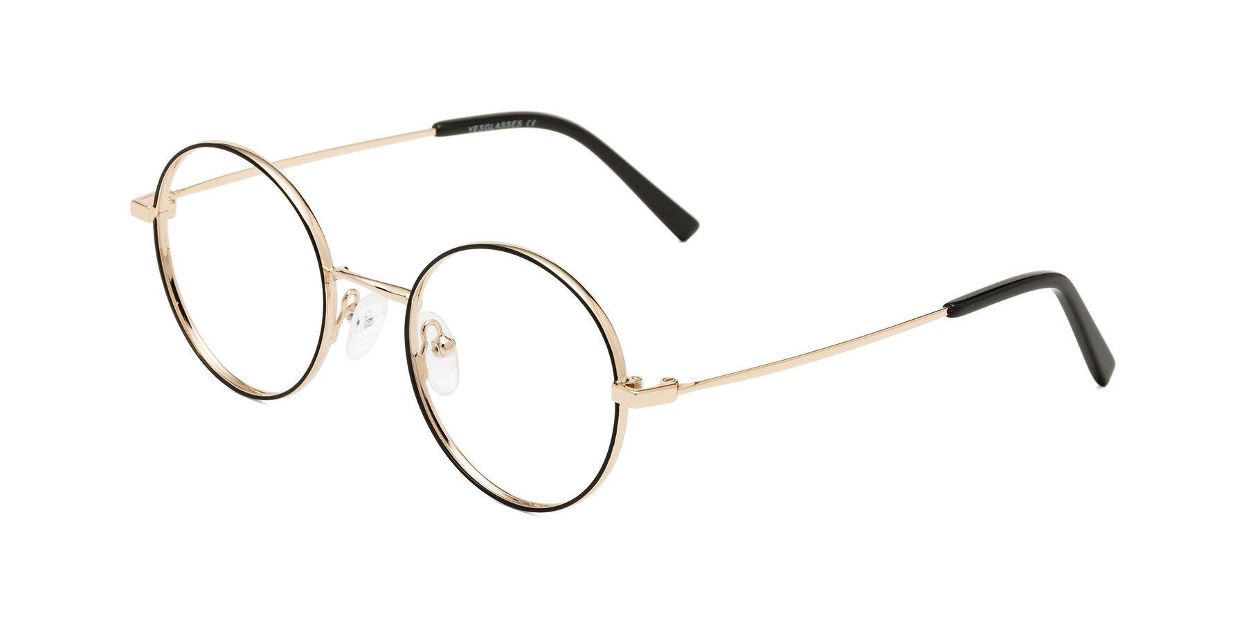 Angle of Moore in Black-Gold with Clear Eyeglass Lenses