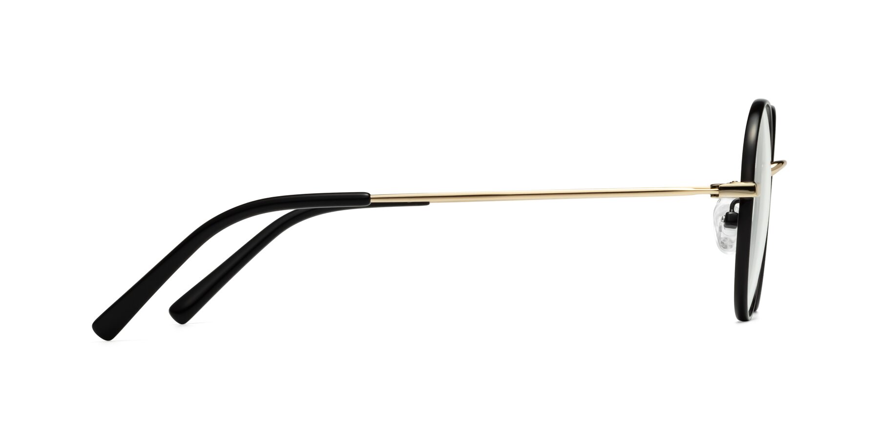 Side of Moore in Black-Gold with Clear Reading Eyeglass Lenses