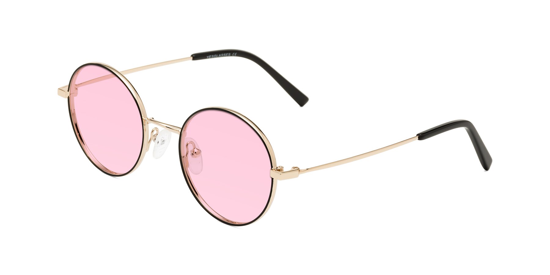 Angle of Moore in Black-Gold with Light Pink Tinted Lenses