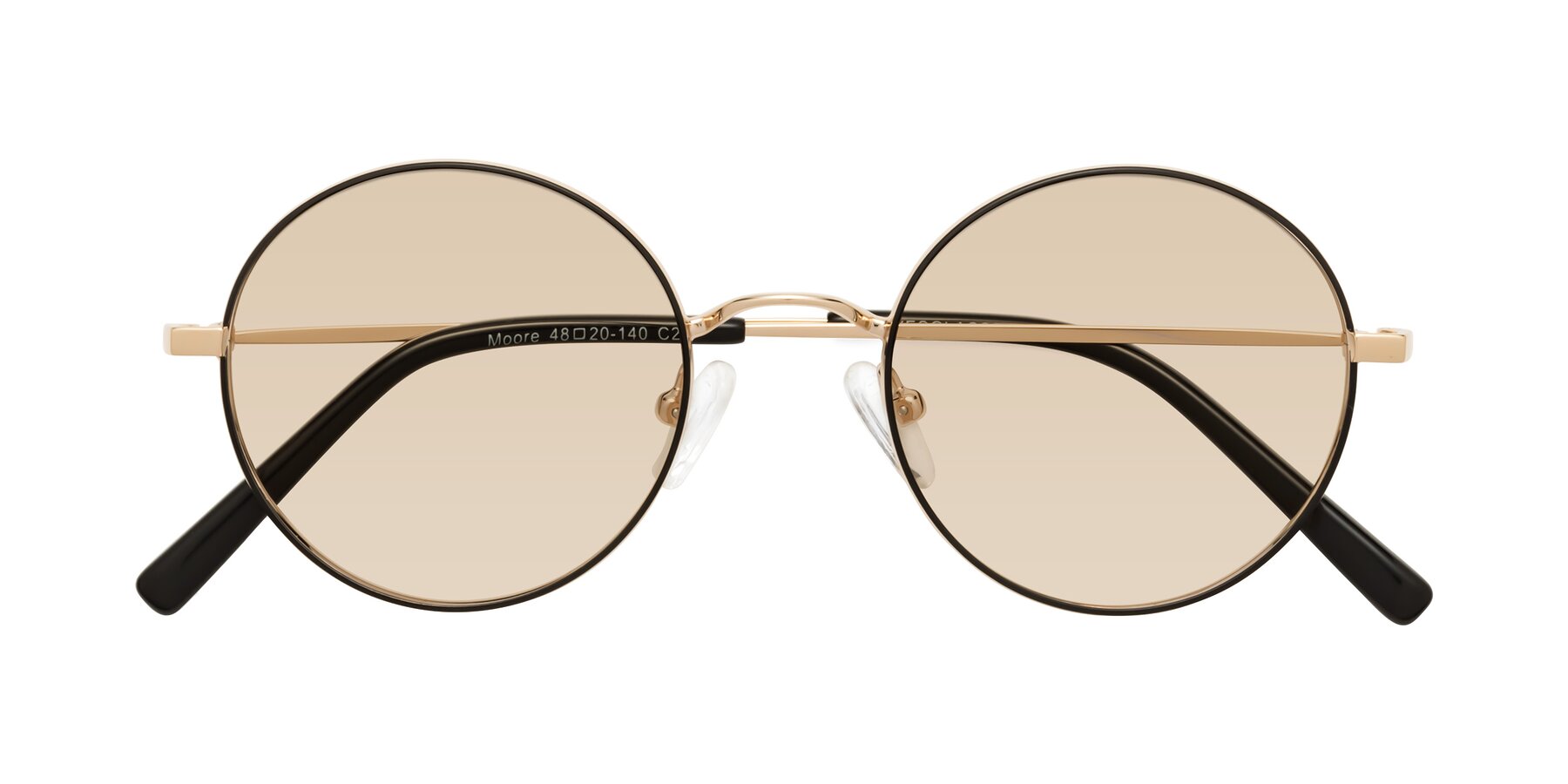Folded Front of Moore in Black-Gold with Light Brown Tinted Lenses