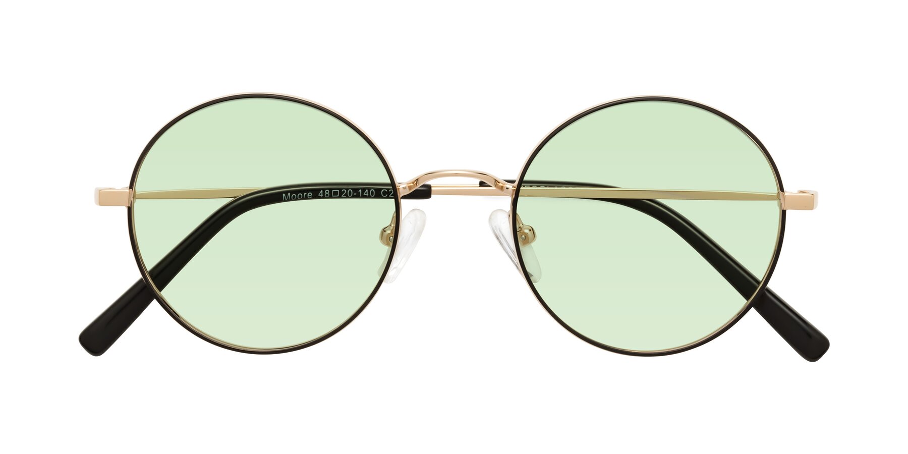 Folded Front of Moore in Black-Gold with Light Green Tinted Lenses