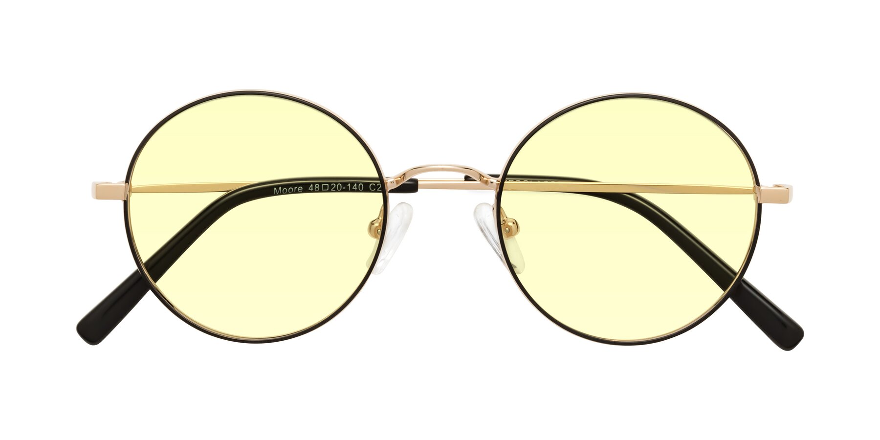 Folded Front of Moore in Black-Gold with Light Yellow Tinted Lenses
