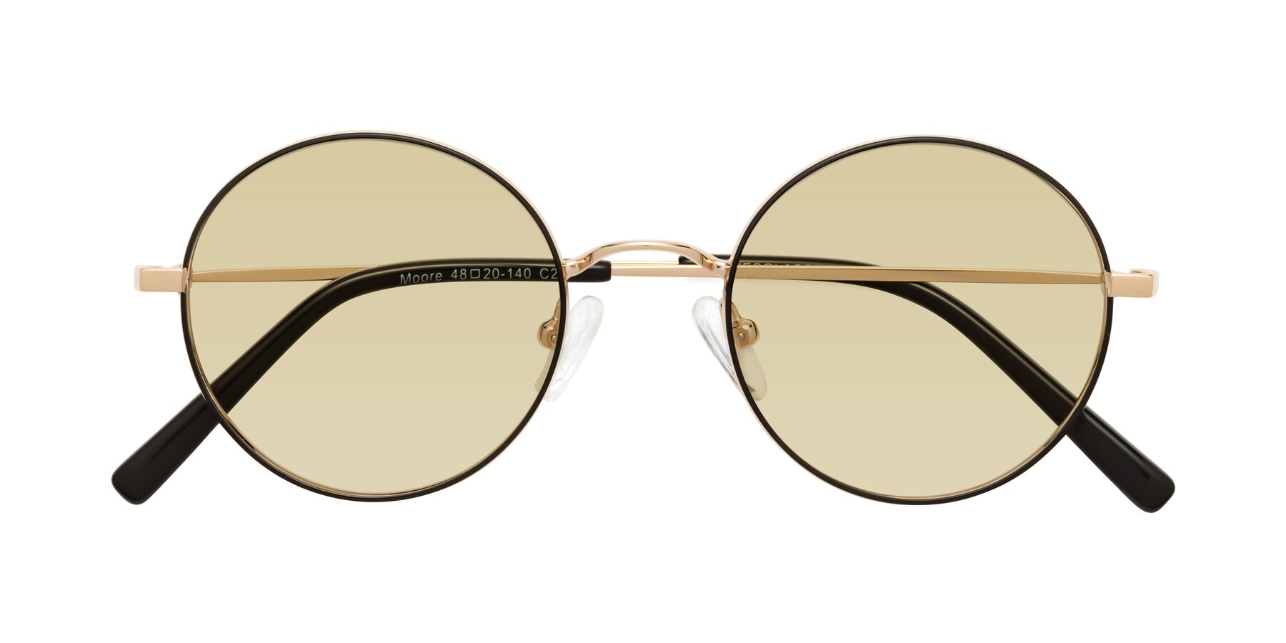 Folded Front of Moore in Black-Gold with Light Champagne Tinted Lenses