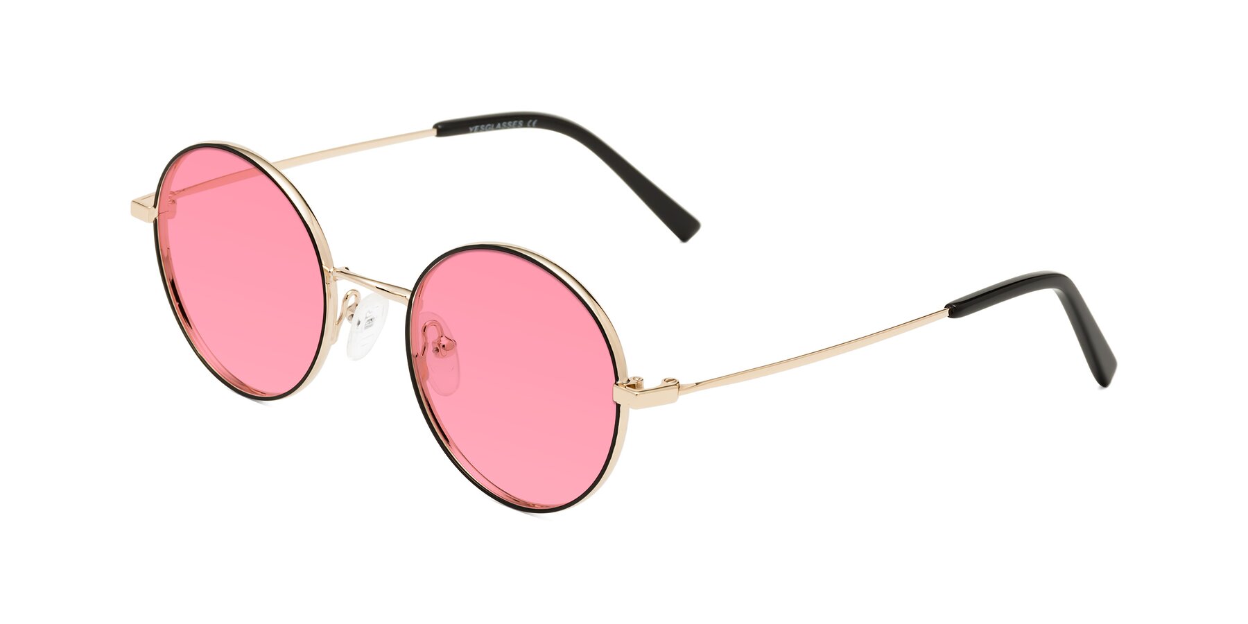 Angle of Moore in Black-Gold with Pink Tinted Lenses