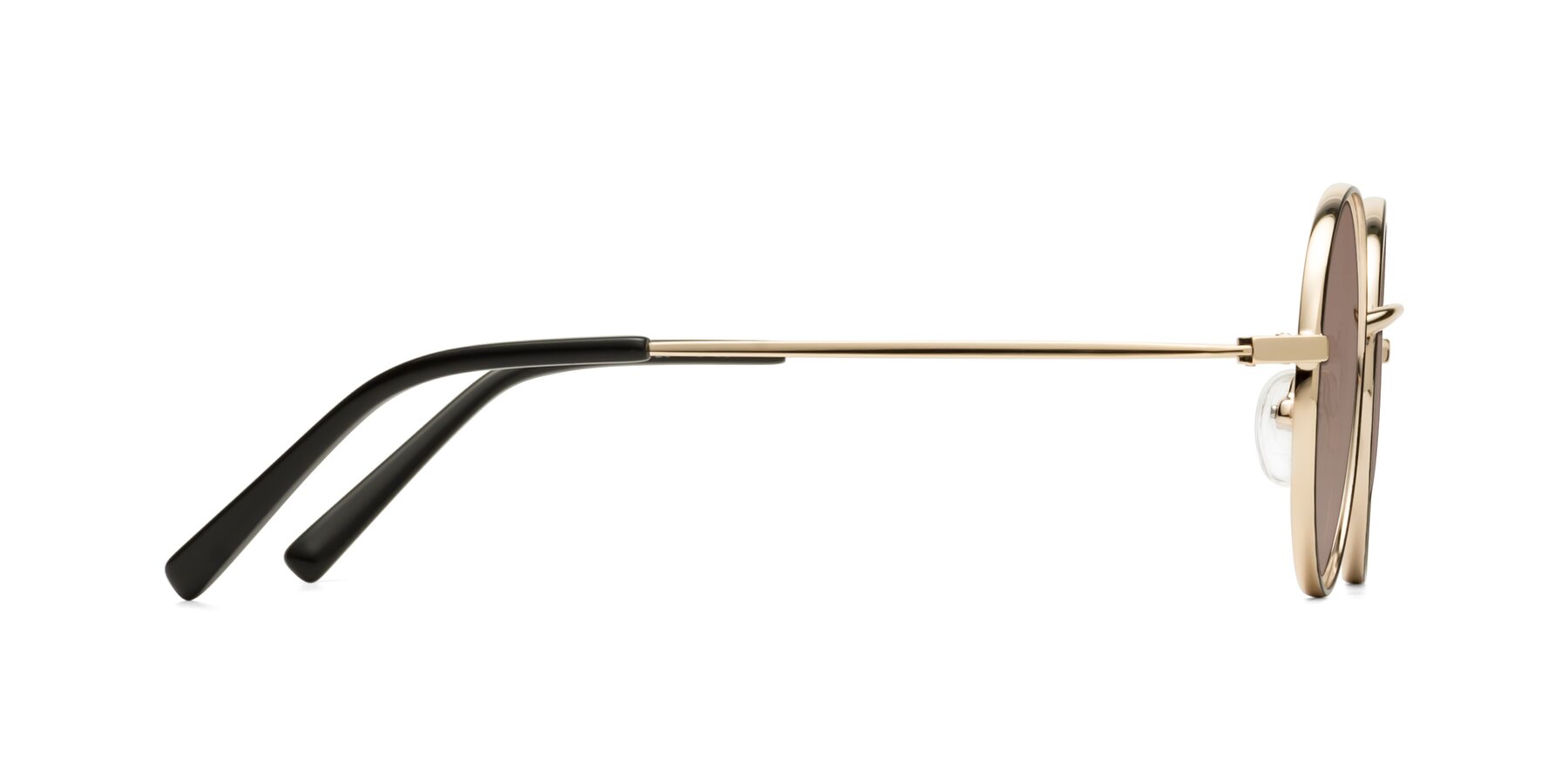 Side of Moore in Black-Gold with Medium Brown Tinted Lenses