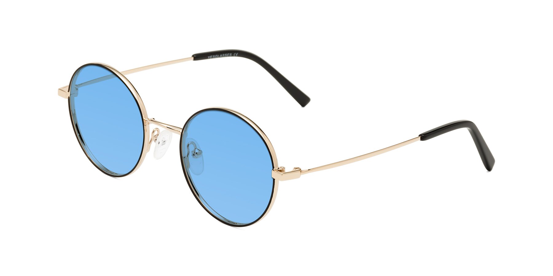 Angle of Moore in Black-Gold with Medium Blue Tinted Lenses