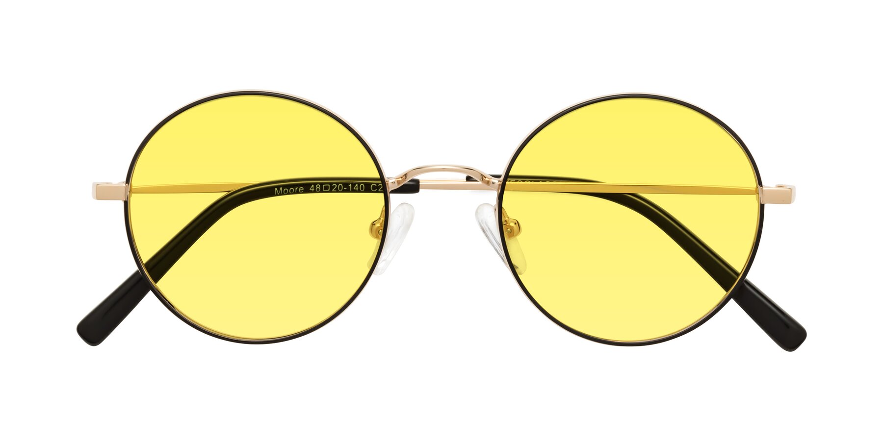 Folded Front of Moore in Black-Gold with Medium Yellow Tinted Lenses