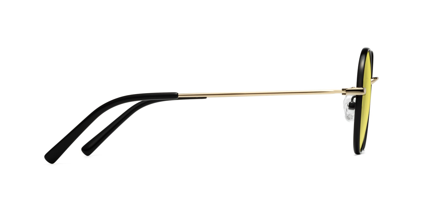 Side of Moore in Black-Gold with Medium Yellow Tinted Lenses