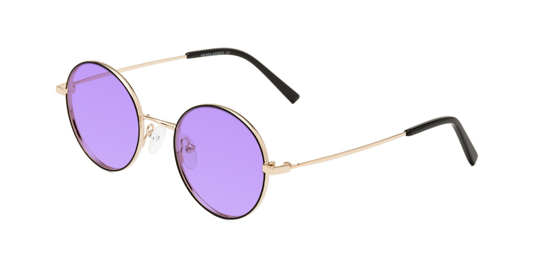 Angle of Moore in Black-Gold with Medium Purple Tinted Lenses