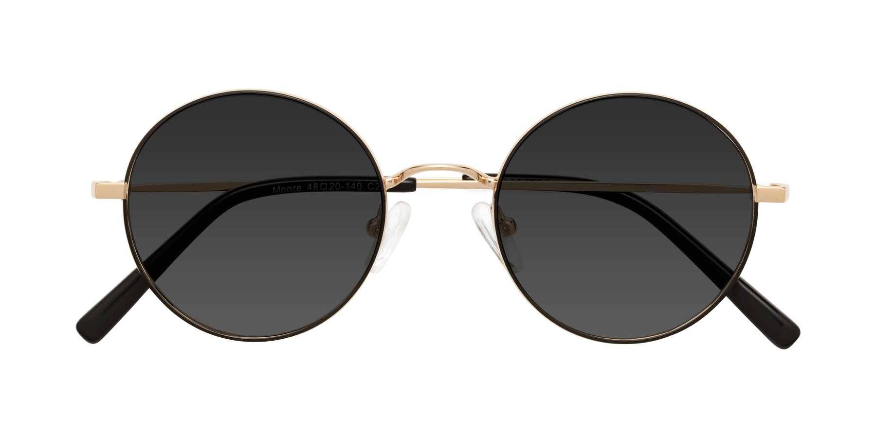 Folded Front of Moore in Black-Gold with Gray Tinted Lenses