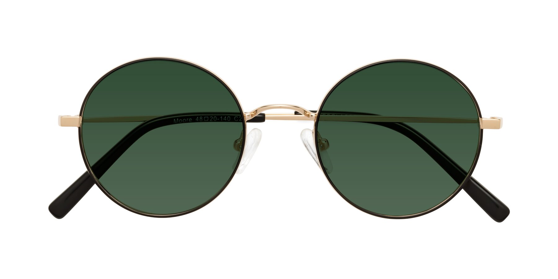 Folded Front of Moore in Black-Gold with Green Tinted Lenses