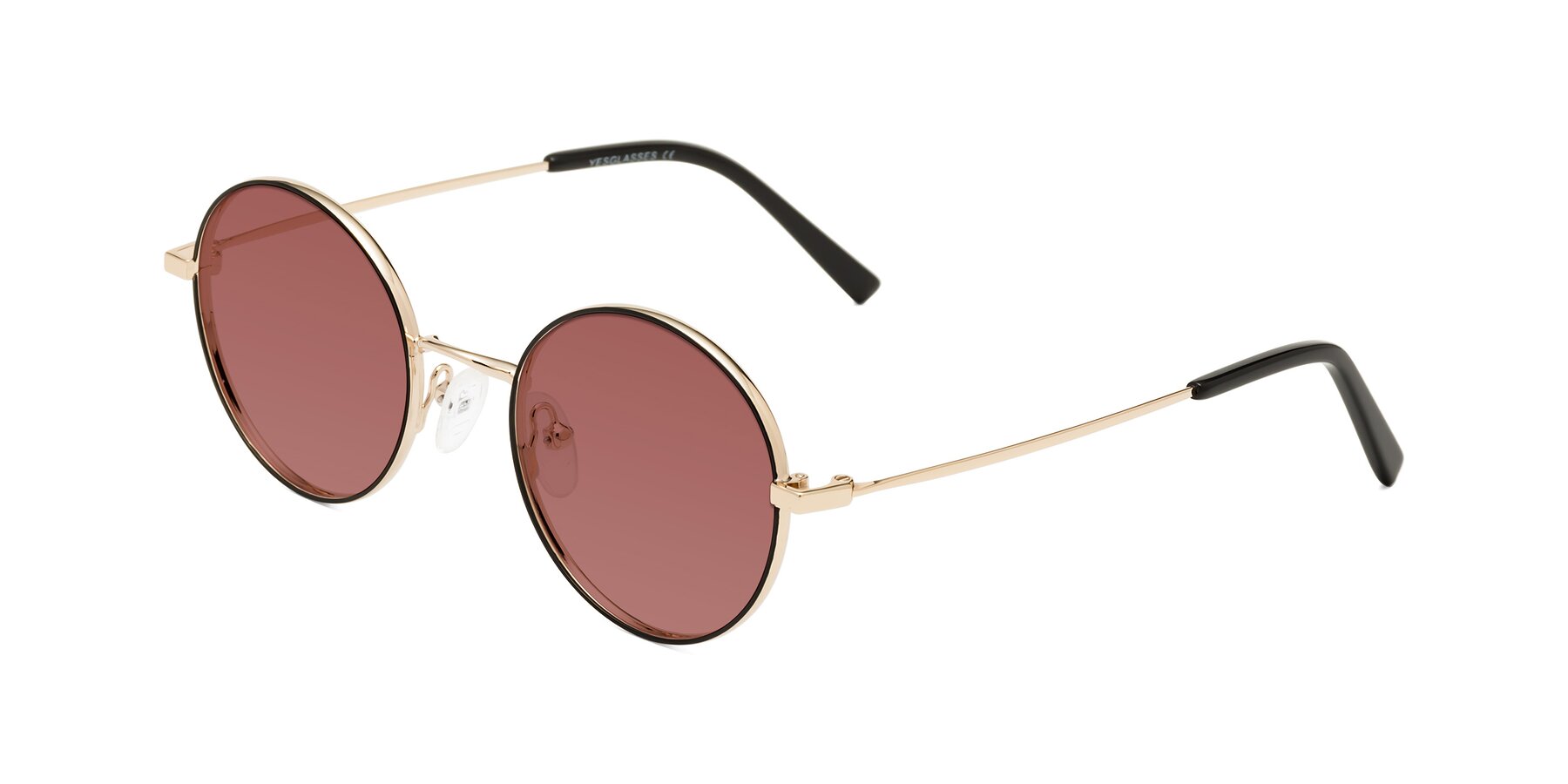 Angle of Moore in Black-Gold with Garnet Tinted Lenses