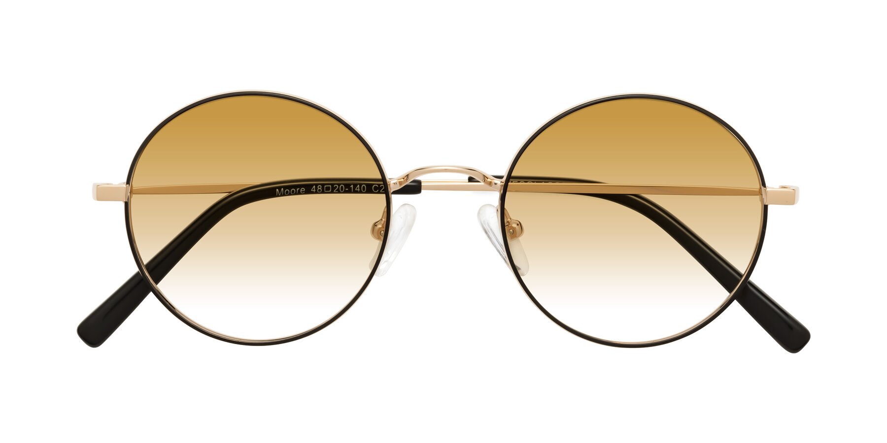 Folded Front of Moore in Black-Gold with Champagne Gradient Lenses