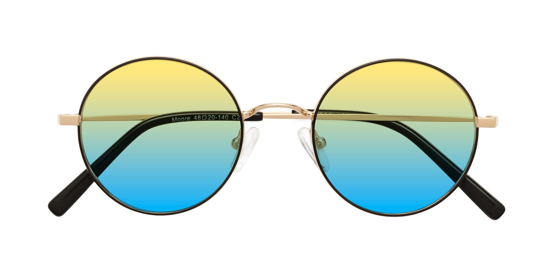 Folded Front of Moore in Black-Gold with Yellow / Blue Gradient Lenses