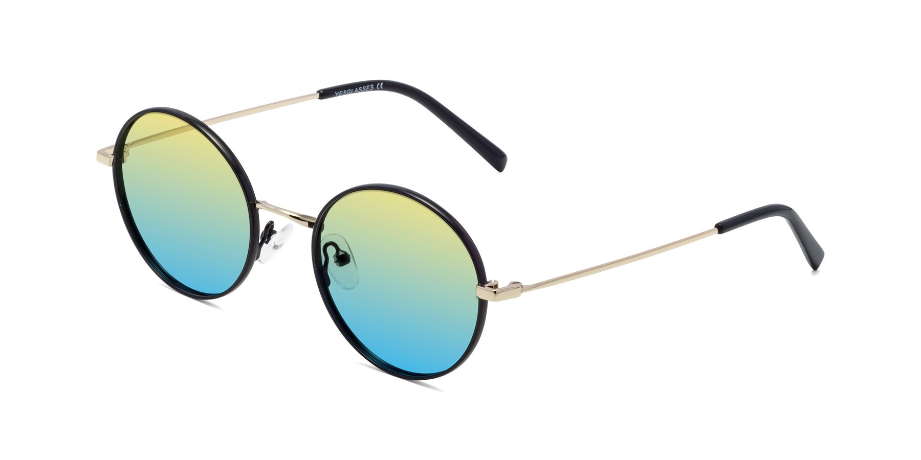 Angle of Moore in Black-Gold with Yellow / Blue Gradient Lenses