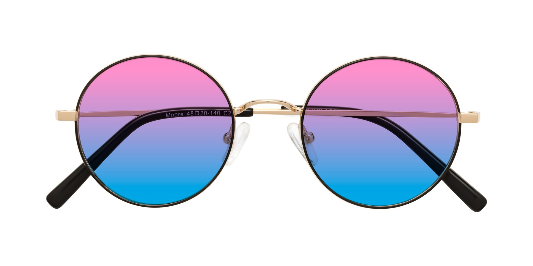 Folded Front of Moore in Black-Gold with Pink / Blue Gradient Lenses