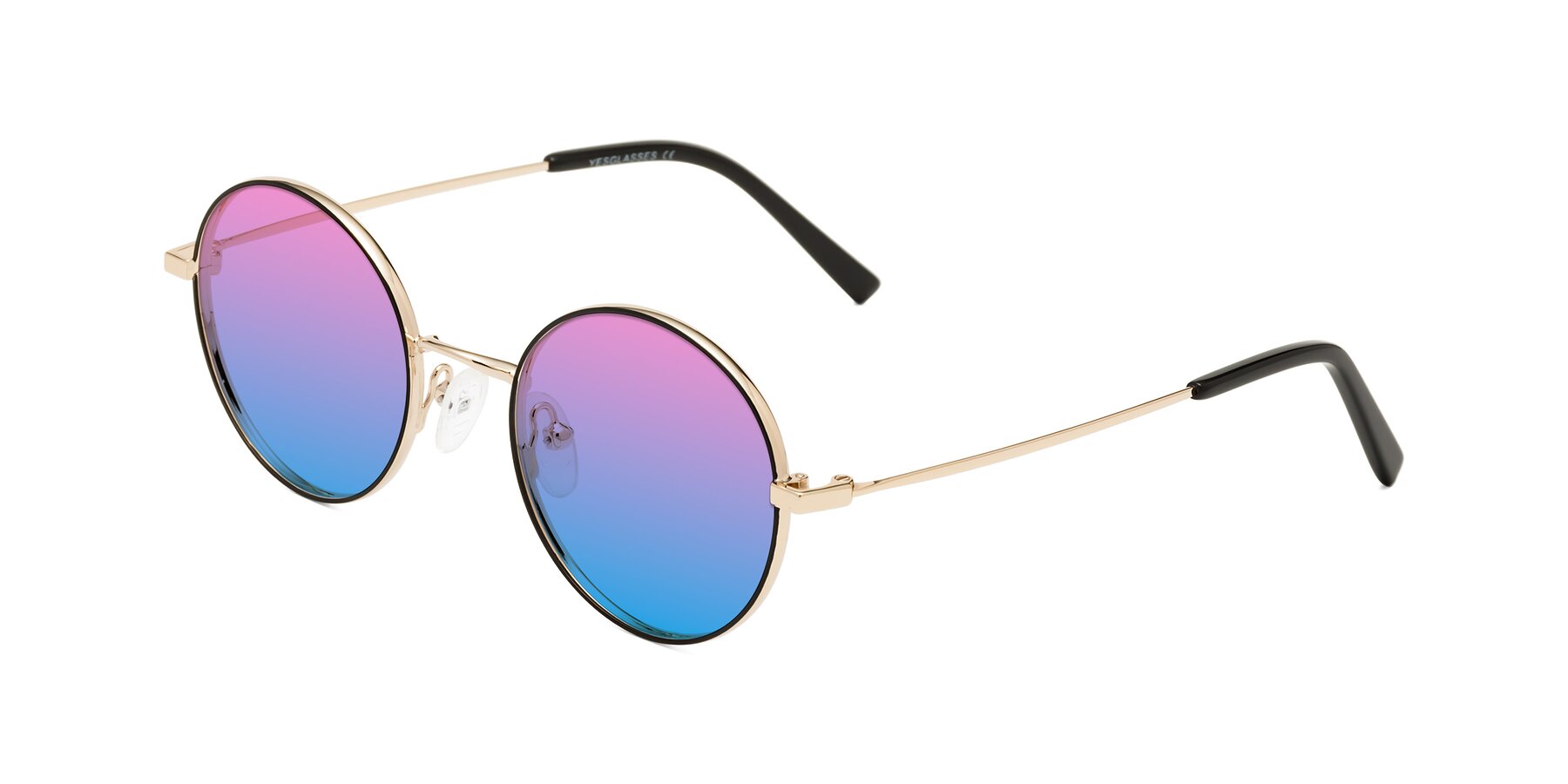 Angle of Moore in Black-Gold with Pink / Blue Gradient Lenses