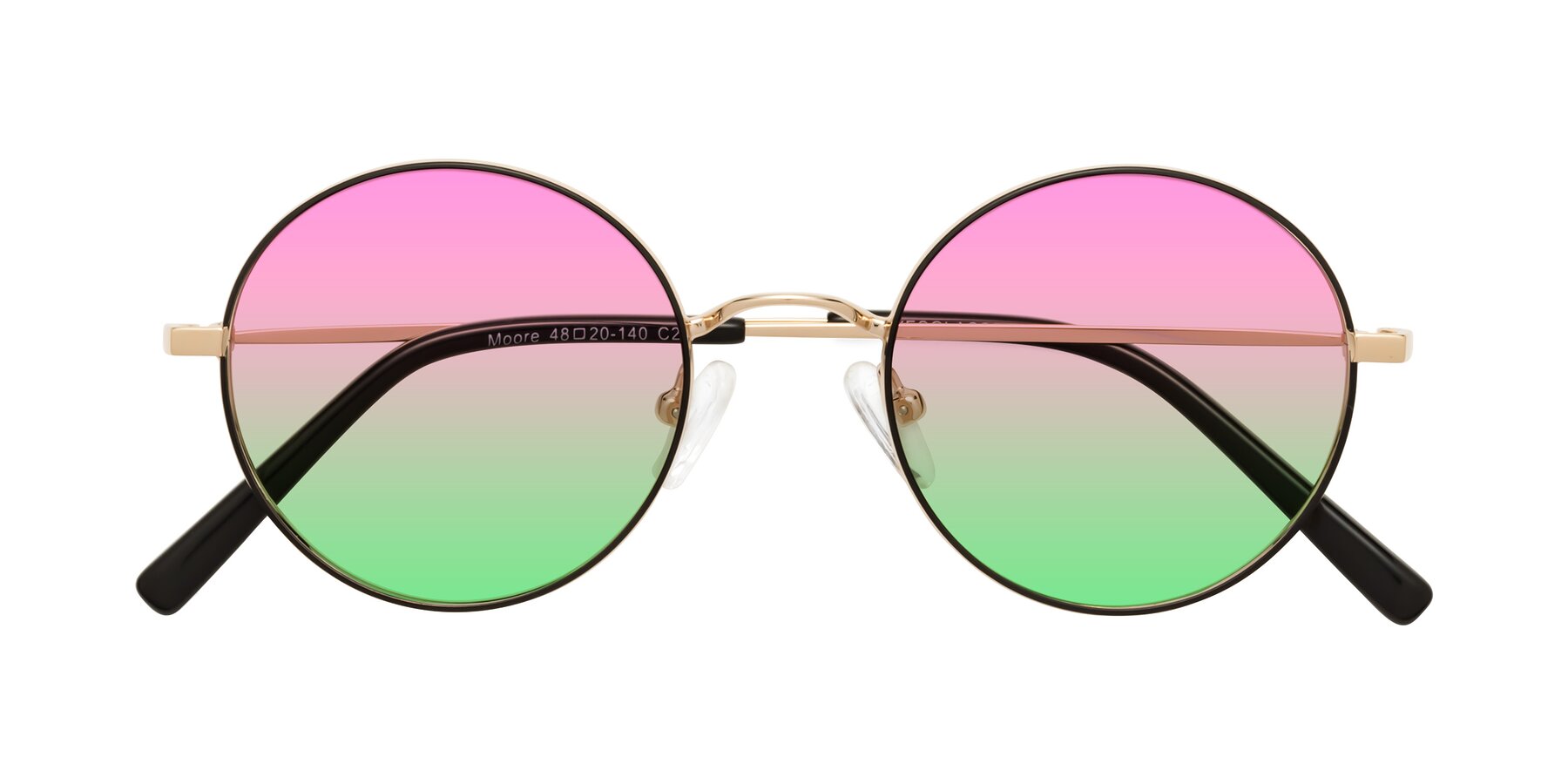 Folded Front of Moore in Black-Gold with Pink / Green Gradient Lenses