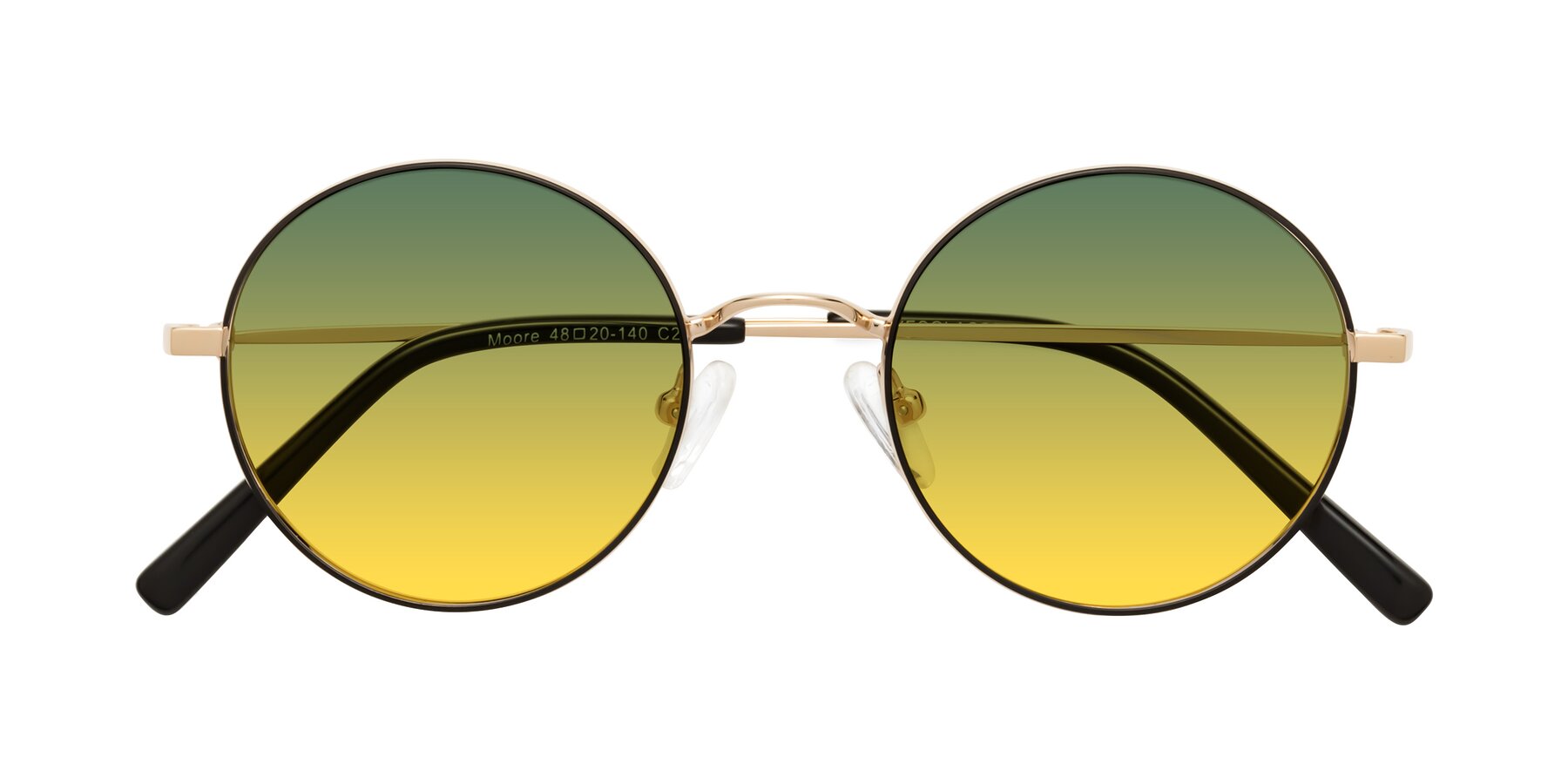 Folded Front of Moore in Black-Gold with Green / Yellow Gradient Lenses