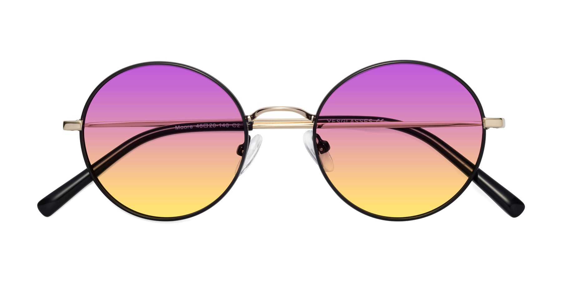 Folded Front of Moore in Black-Gold with Purple / Yellow Gradient Lenses