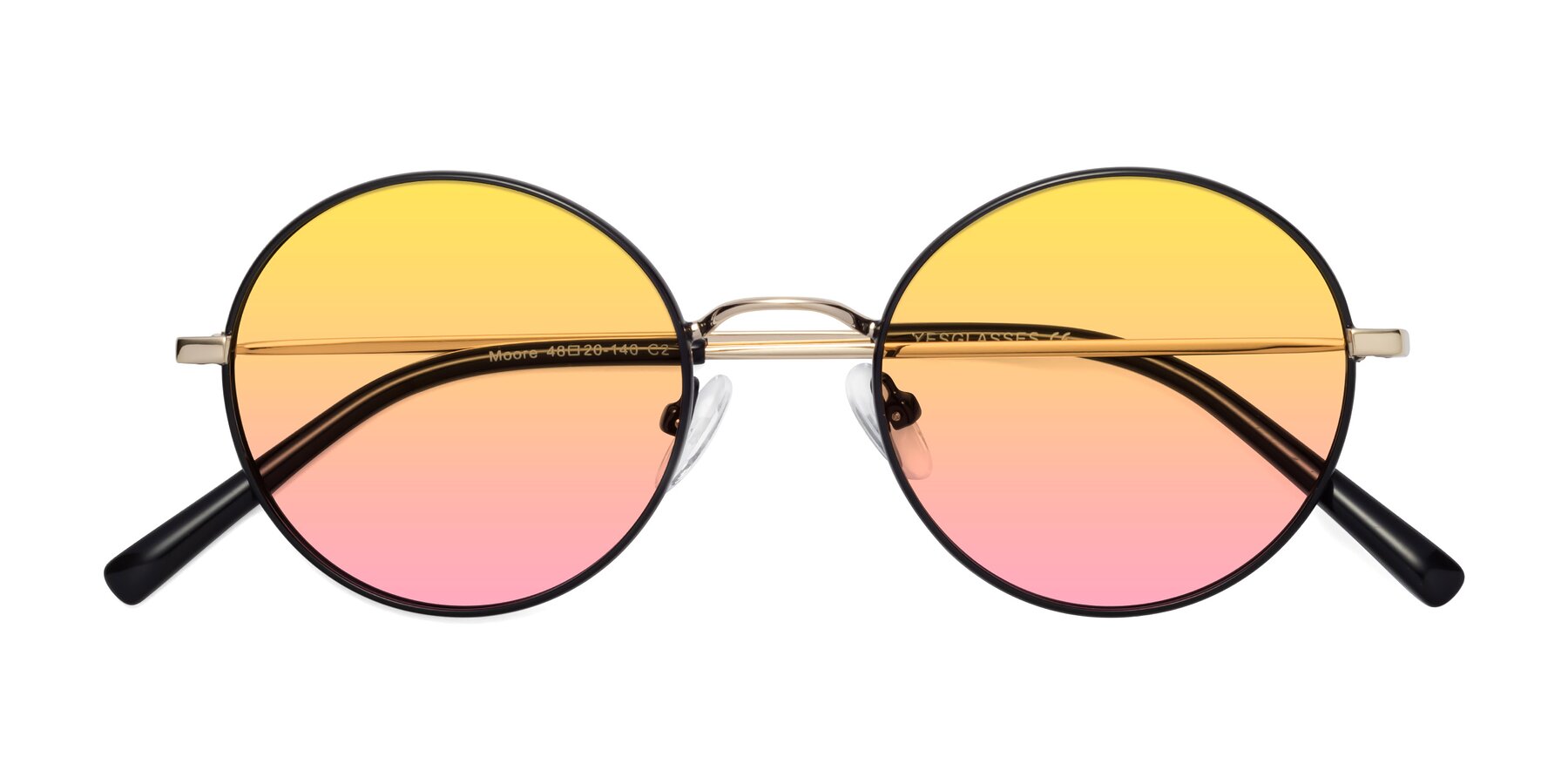 Folded Front of Moore in Black-Gold with Yellow / Pink Gradient Lenses