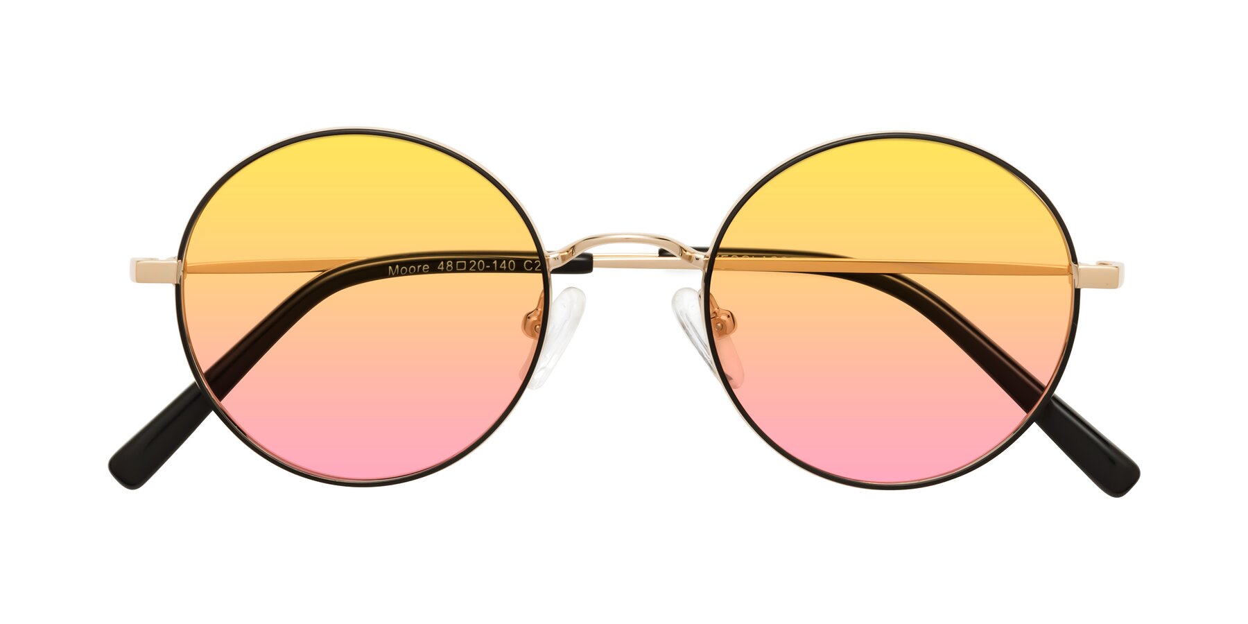 Folded Front of Moore in Black-Gold with Yellow / Pink Gradient Lenses