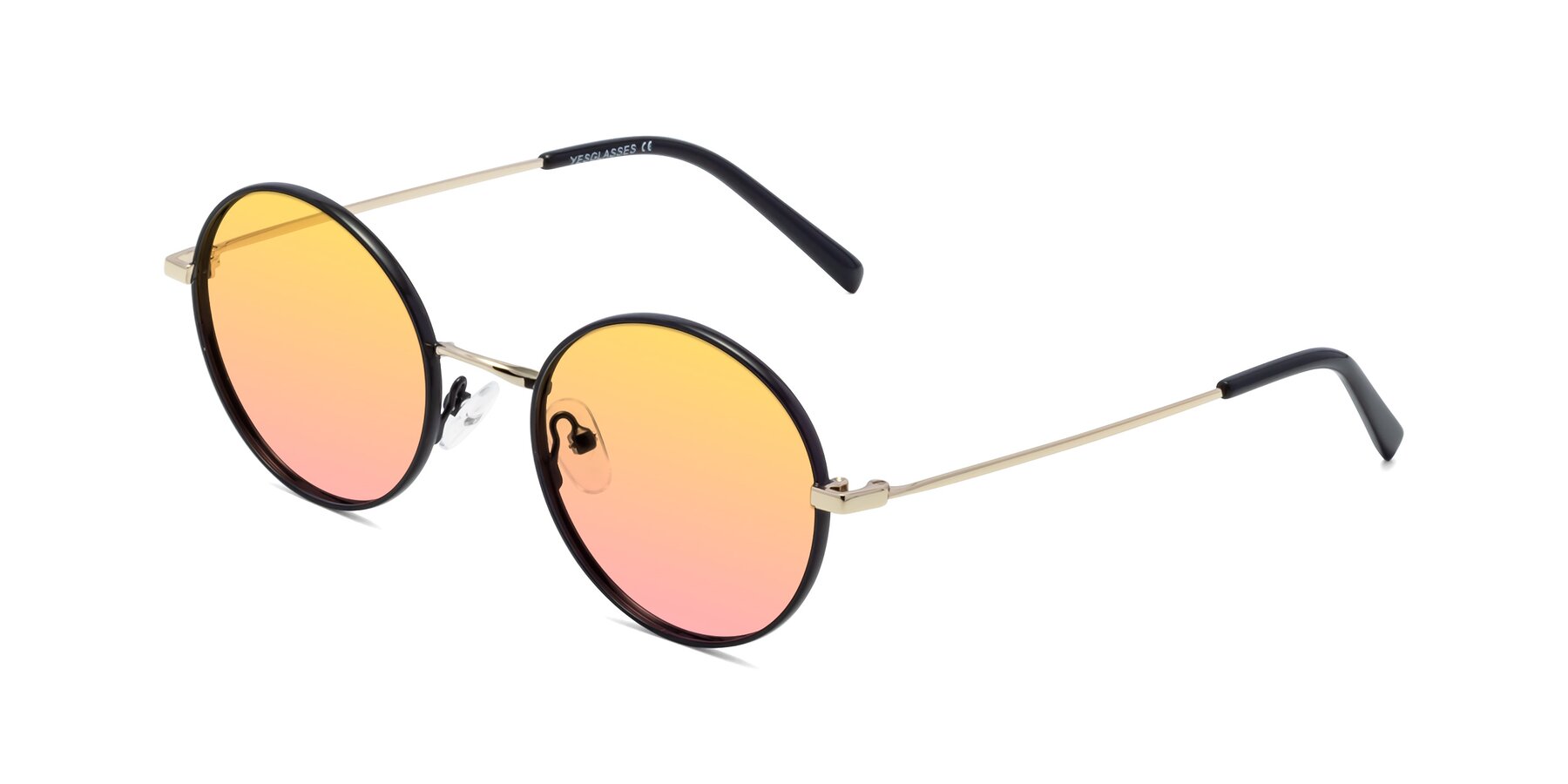Angle of Moore in Black-Gold with Yellow / Pink Gradient Lenses