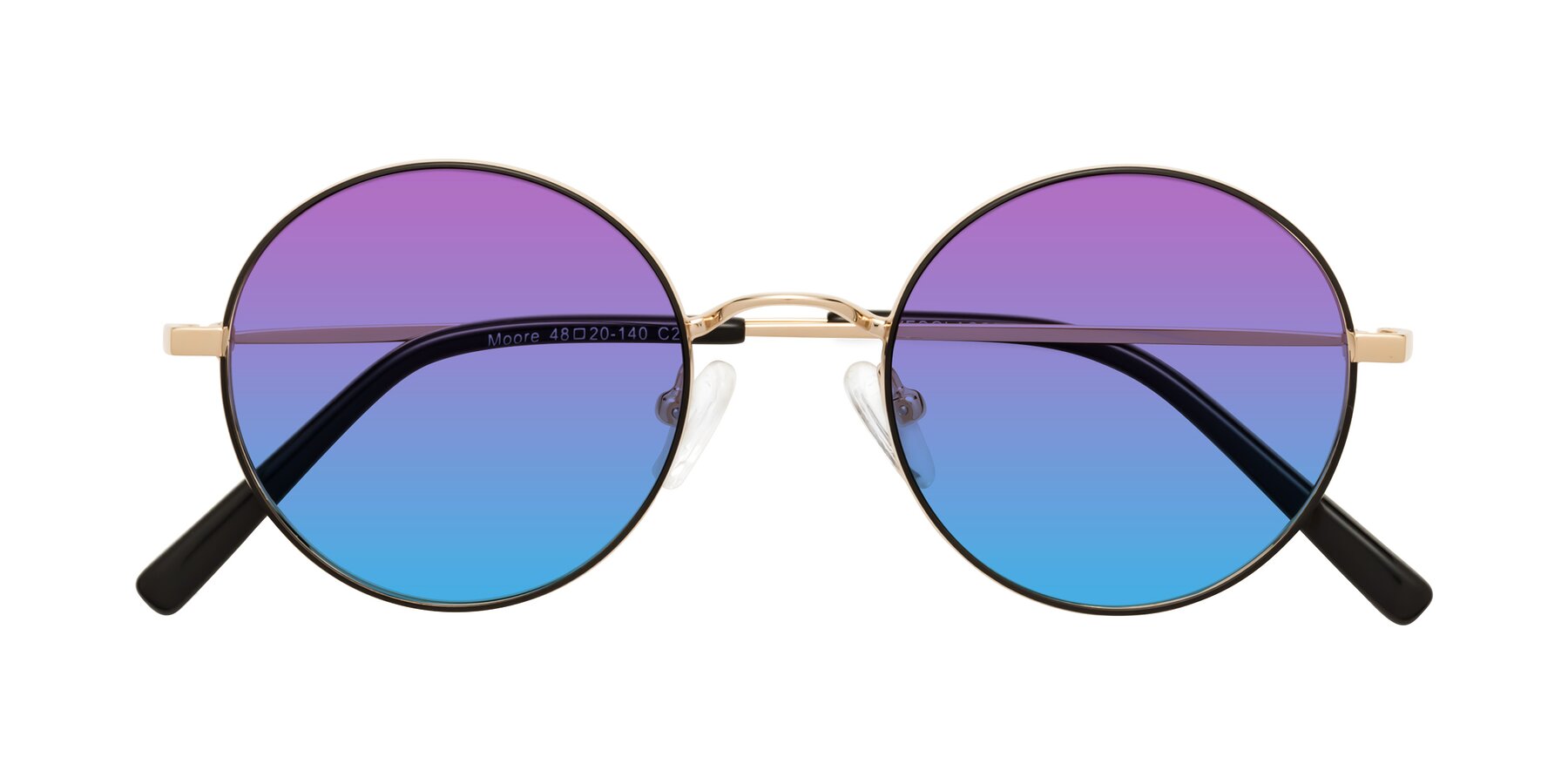 Folded Front of Moore in Black-Gold with Purple / Blue Gradient Lenses