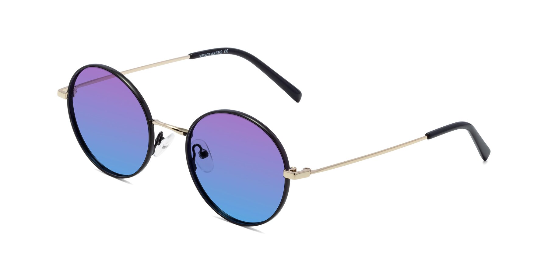 Angle of Moore in Black-Gold with Purple / Blue Gradient Lenses