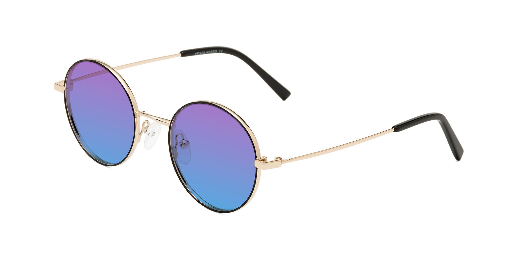 Angle of Moore in Black-Gold with Purple / Blue Gradient Lenses
