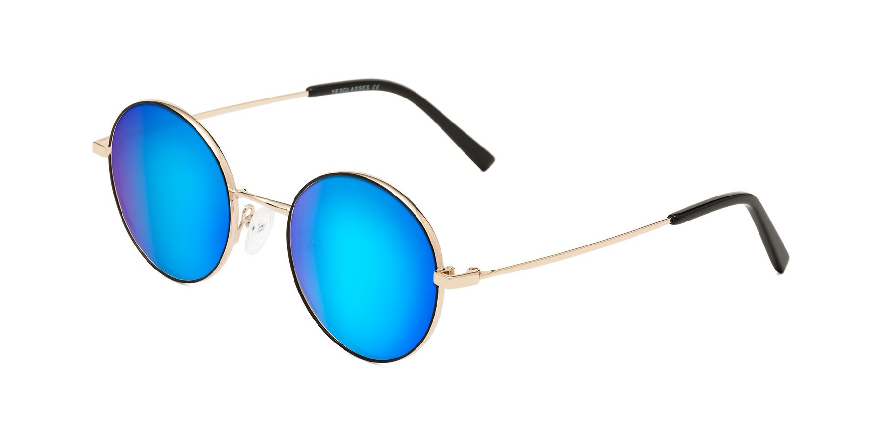 Angle of Moore in Black-Gold with Blue Mirrored Lenses