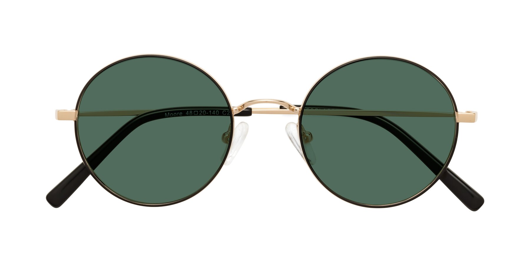 Folded Front of Moore in Black-Gold with Green Polarized Lenses