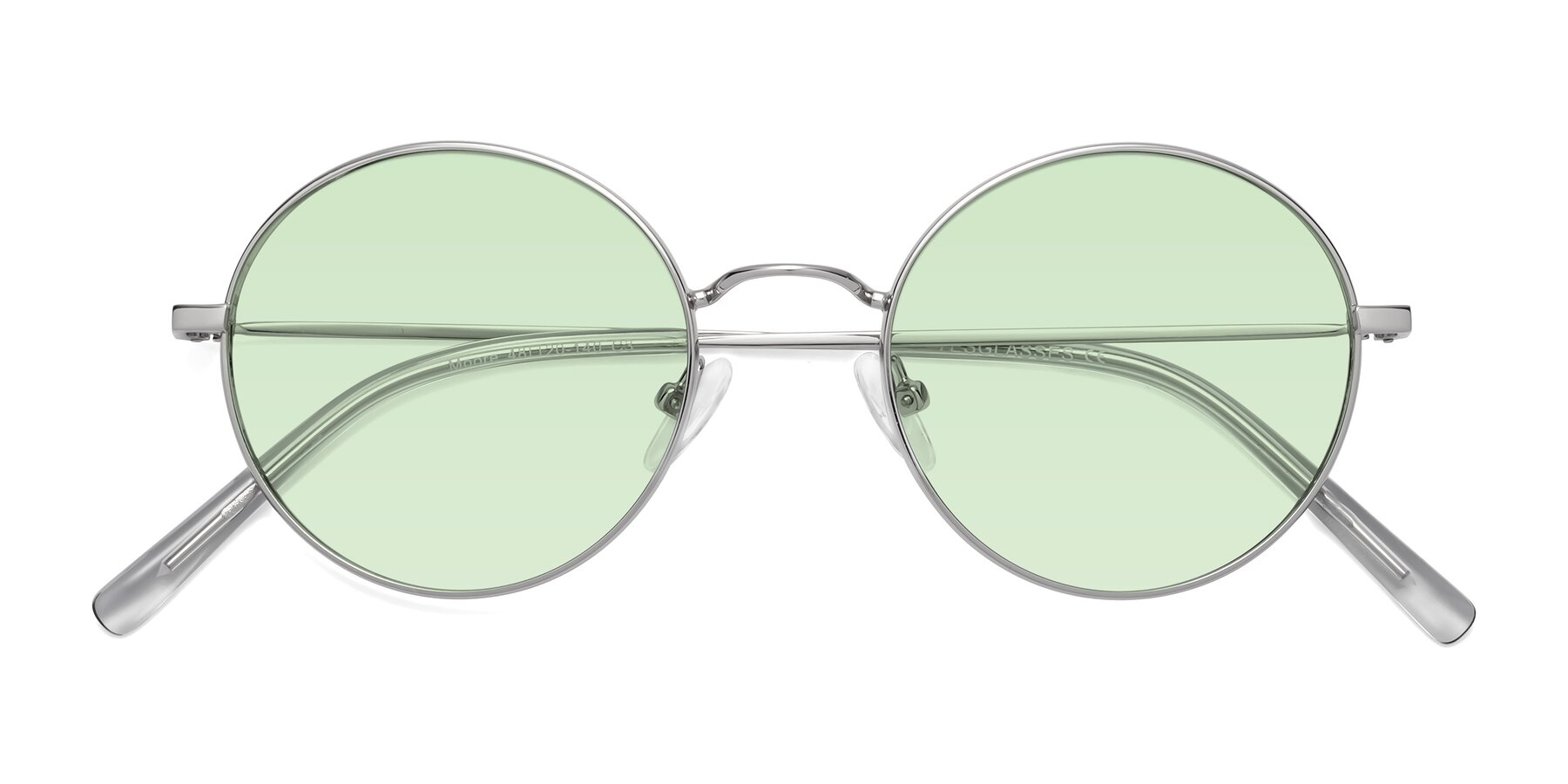 Folded Front of Moore in Silver with Light Green Tinted Lenses