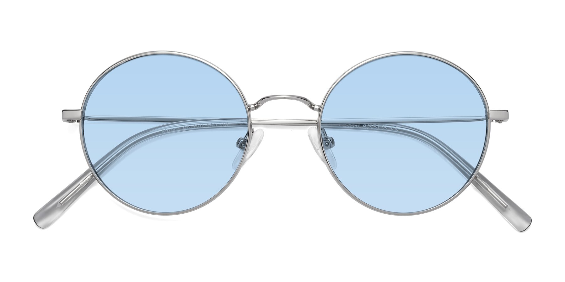 Folded Front of Moore in Silver with Light Blue Tinted Lenses