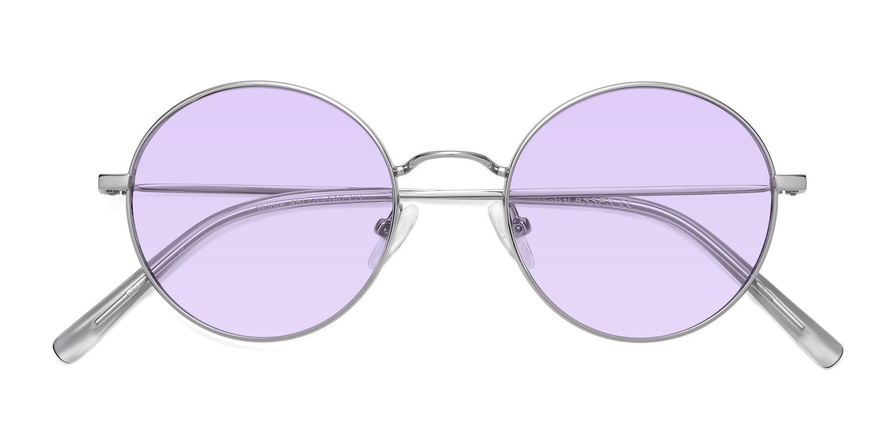 Folded Front of Moore in Silver with Light Purple Tinted Lenses