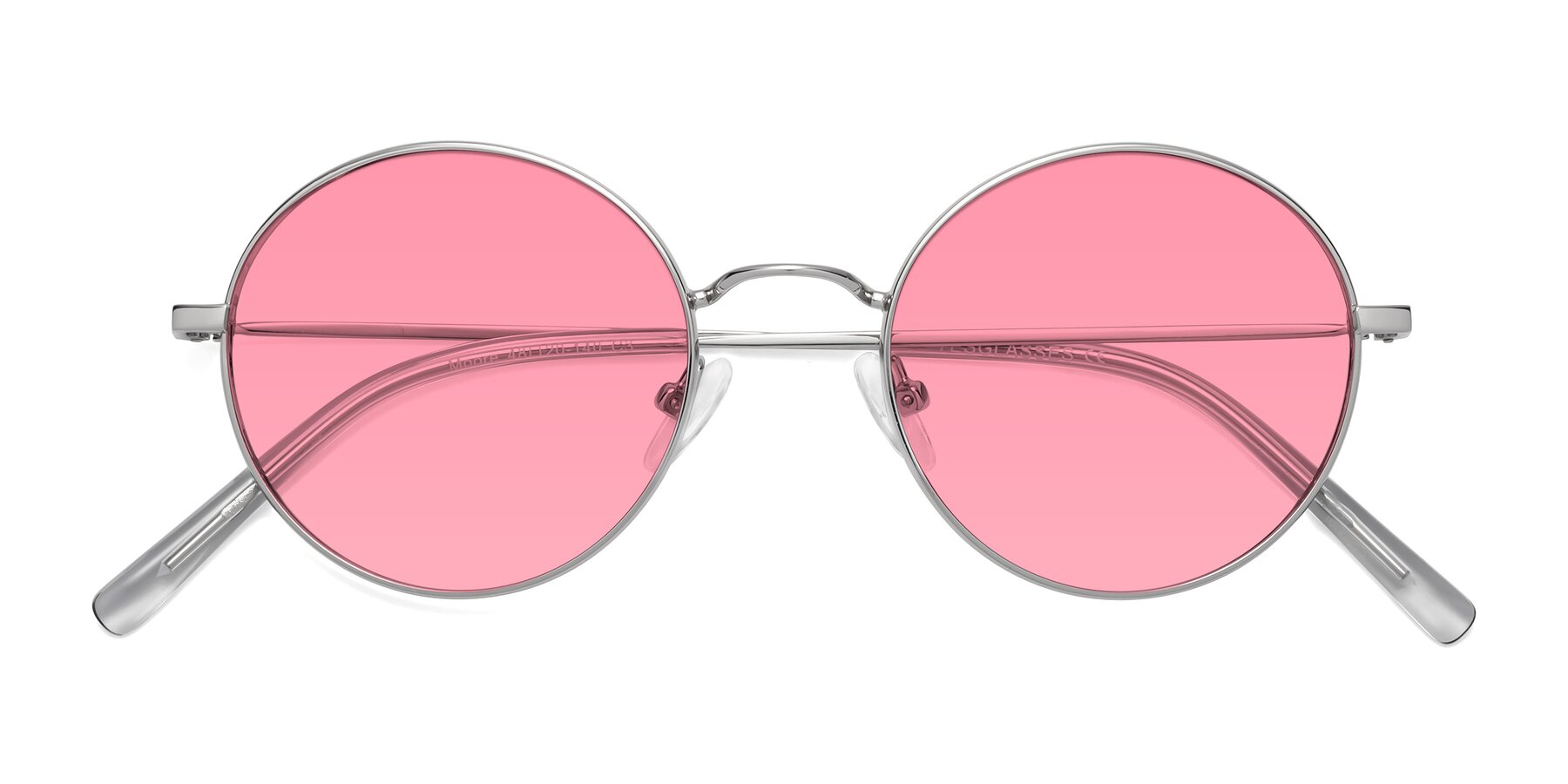 Folded Front of Moore in Silver with Pink Tinted Lenses